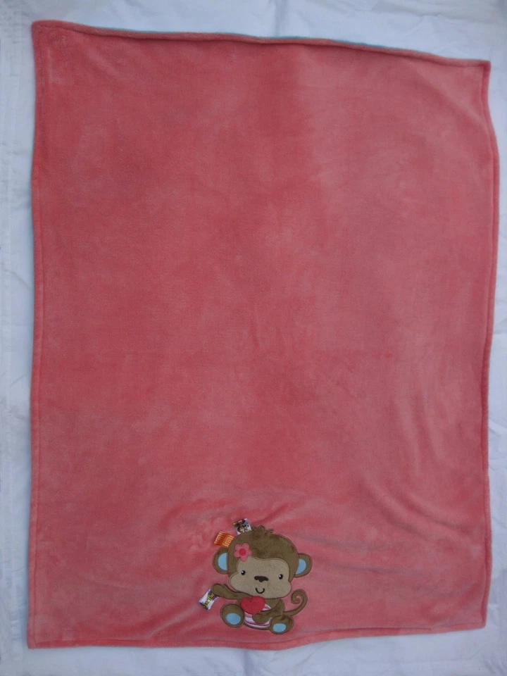 Manta suave para bebé Taggies Mono Coral Rosa Turquesa Azul Flores 30x40 Difícil de encontrar Foto 3 de 4