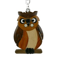 Professor Dr Owl Pendant Keychain Bag Charm Wooden Lucky Charm