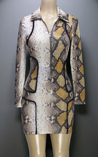 Women's Bodycon Dress Long Sleeve Stretch Snakeskin Multicolor Size S