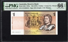 Australia 1 ONE Dollar P42b1 R76a 1976 Knight Wheeler PMG66 Gem UNC EPQ Banknote
