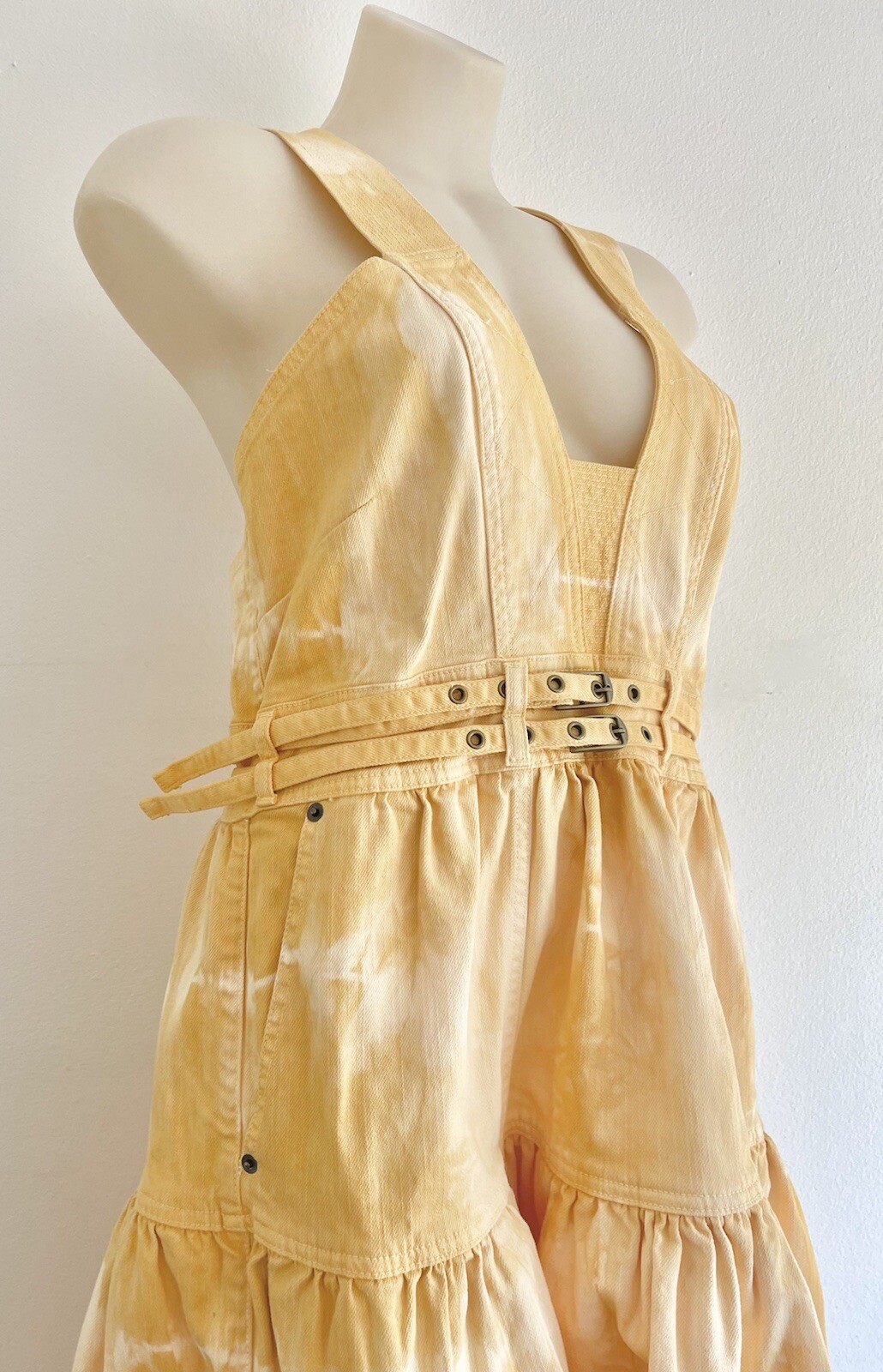 AUTH ULLA JOHNSON Blithe Dress Yellow Pastel Deni… - image 7