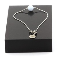 Armband Aus Edelstahl 1 Perle Chalcedon Blau 8 Mm. Made In Frankreich