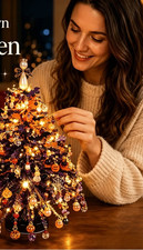 DIY Beaded Christmas Tree Kit Mini Tabletop Holiday Craft Decor with Base -New