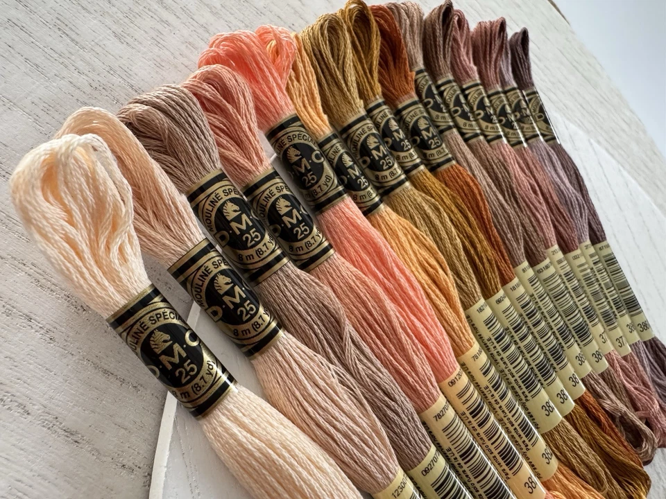 DMC Cotton Embroidery Floss Thread~Lot of 15 Skeins~Warm Neutral/Brown Color Set - Image 4 of 4
