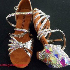 Rhinestone Women's Ankle Strap Latin Shoes Tango Dancing Chunky Heel Fashion OL