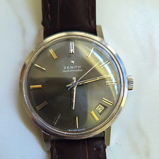 Zenith Automatic Swiss Made Mens Gray Dial Date Brown Leather Watch