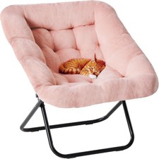 Comfy Chair Adults Soft Faux Fur Folding Flexible Lounge for Bedroom Living Room