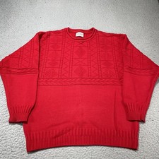 Vintage United Colors Of Benetton Sweater Mens Medium Red Cotton Knit Italy