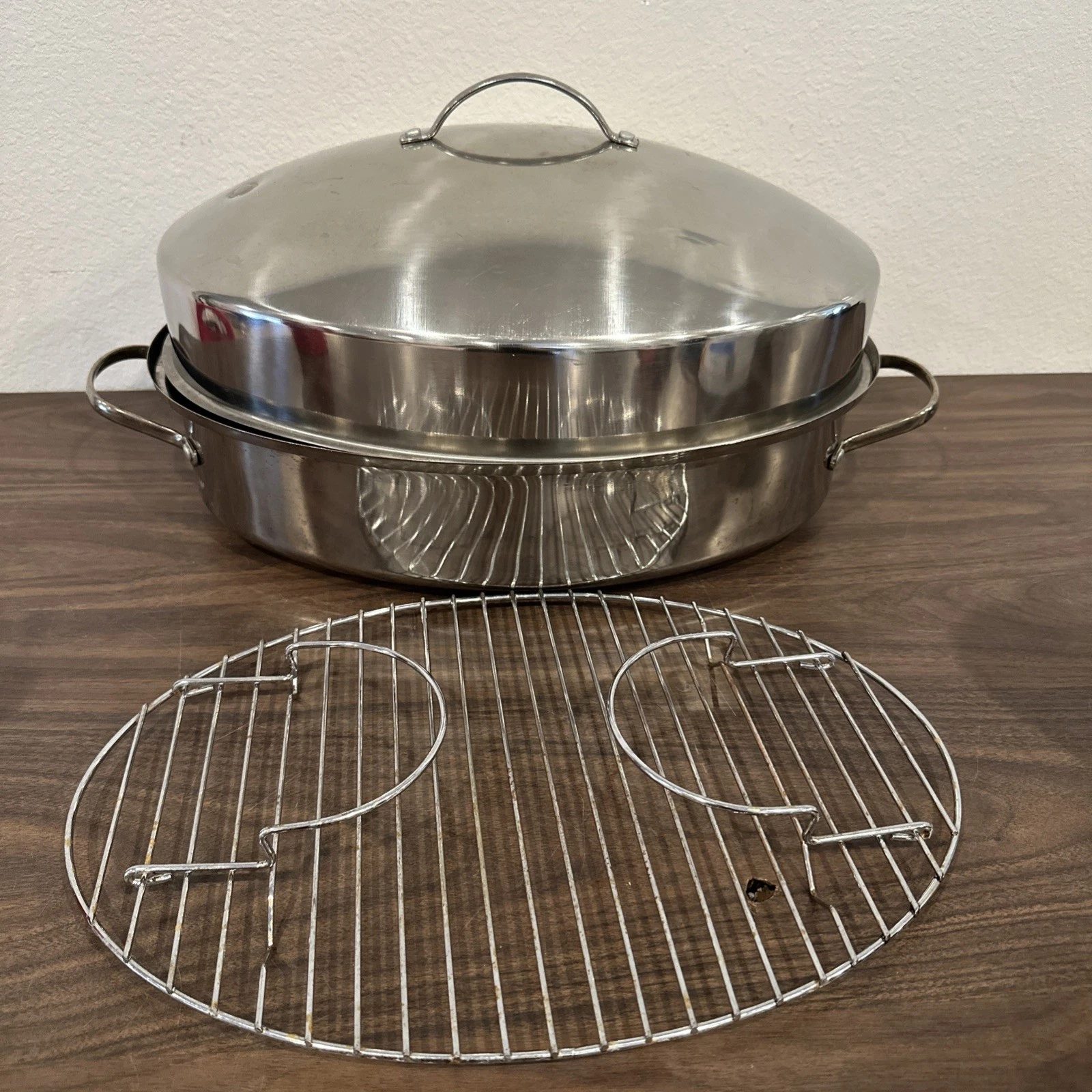 Turkey Roaster With rack 18” Stainless Steel High Dome Vented Lid