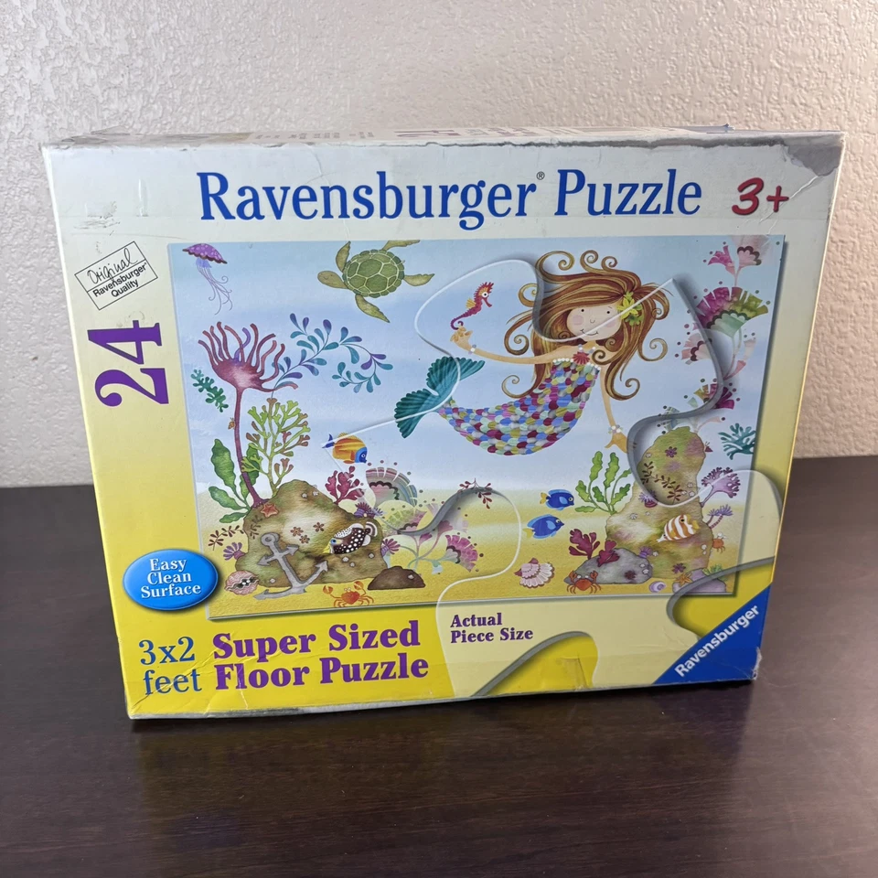“Junior Mermaid” - Rompecabezas de piso raro de 24 piezas de gran tamaño de Ravensburger Foto 3 de 4