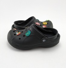 Unisex Crocs Black Dual Comfort Lined Clogs Charms Strap Shoes 203766 Size 6M 8W
