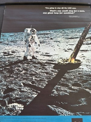 Original 1969 NASA MOON LANDING POSTER Neil Armstrong One Small Step for Man VTG