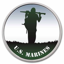 1 oz Silver Colorized Round - APMEX (U.S. Marines, Silhouette)-Pre-Sale 104.51 per troy oz