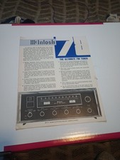 ORIGINAL Mcintosh MR 78 FM Tuner Dealer Spec Sheet Hifi Audio Vintage