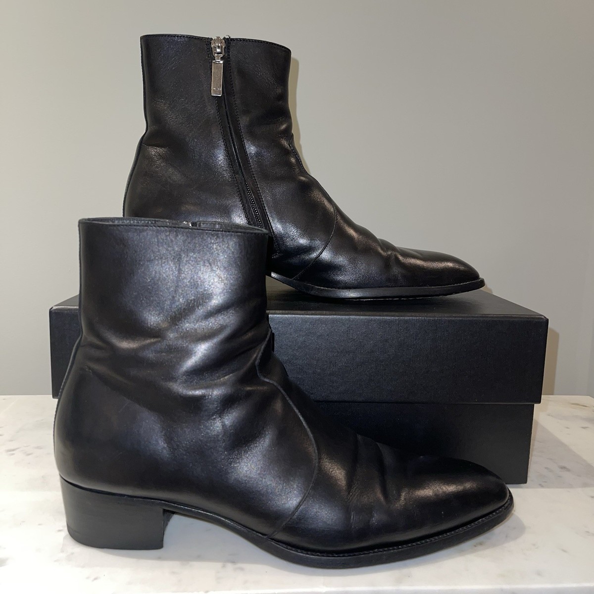 Saint Laurent Men's Black Wyatt Zip Boots 43 | eBay