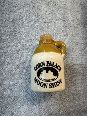 Small Souvenir Corn Palace Moonshine Whiskey Ceramic Jug W/ Cork *empty* Unused