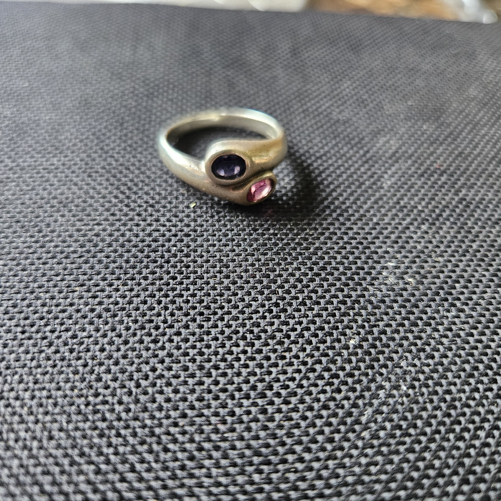 Sterling Silver 925 SNAKE EYES Ring Size 8 PINK & PURPLE Gemstones Vintage