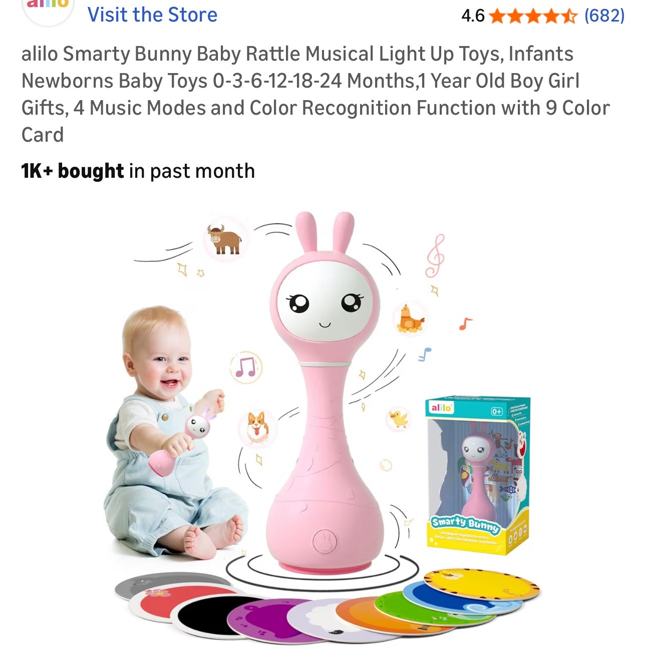 alilo Smarty Bunny Baby Rattle Musical Light Up Toys, Infants Newborns Baby Toys
