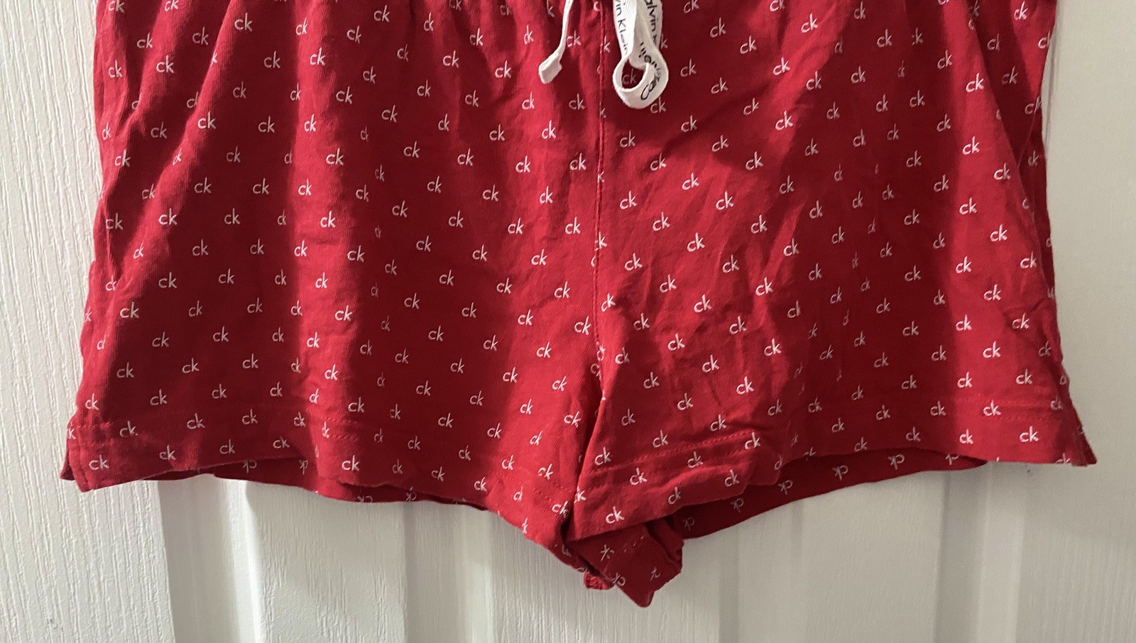 CALVIN KLEIN SLEEPWEAR Ladies Red/White CK Logo Pyjama Shorts Size S thumbnail 5