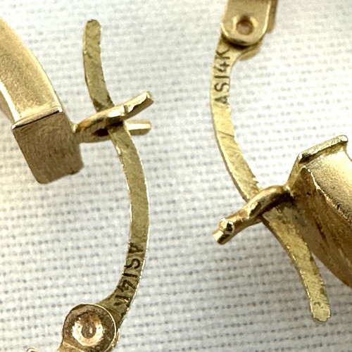 Real 14K Solid Yellow Gold Shiny Twisted Oval Hinged Hoop Earrings 3.5 Grams - Picture 9 of 9