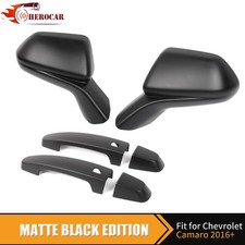 Matte Black Mirror Cover Door Handle Trim For 2016-2023 Chevy Camaro Exterior Matte Black Mirror Cover Door Handle Trim For 2016-2023 Chevy Camaro Exterior