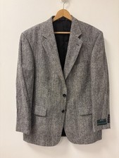 Vtg Oscar de la Renta 42R Gray 100 Silk Tweed Mens Blazer Sport Coat