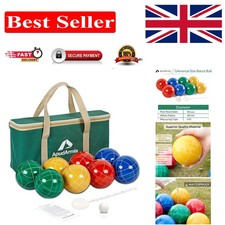 Classic Bocce Balls Set - 8 Colorful 90mm Balls with Carry Bag & Measuring Rope