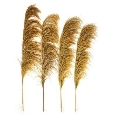 Pampas Grass Decor Tall Long Large Pompas Floral Feather Natural Gold 4 PCS