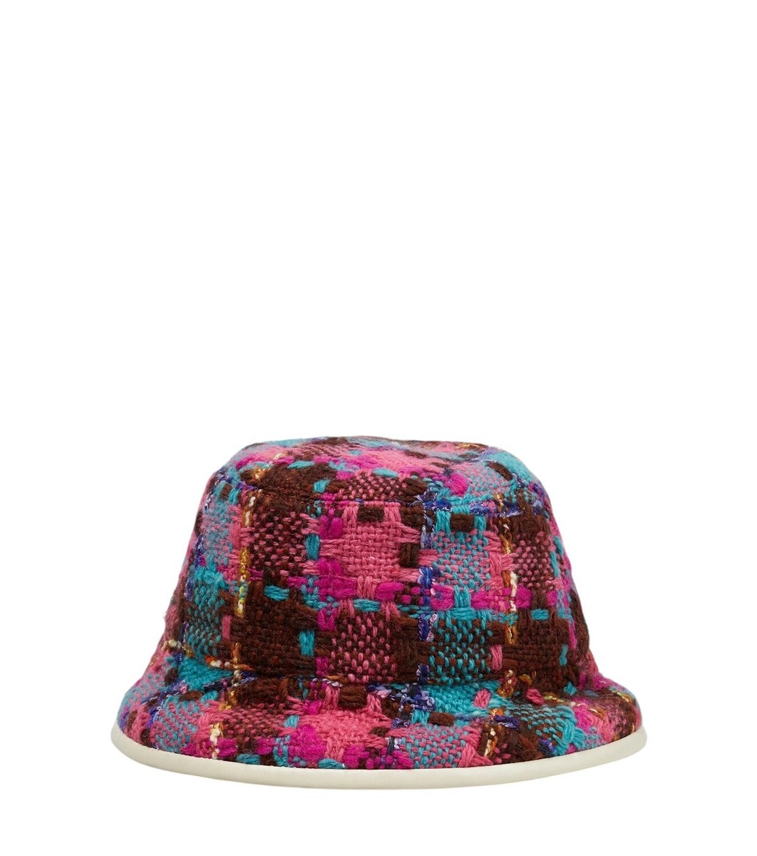 Authentic Gucci Pink GG Elevation Tweed Spicy Check Bucket 