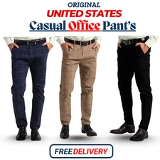 Men's Stretch Cotton Chino Pocket Casual Pants ( Size 30-42 ) NWT Free Shipping