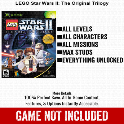LEGO Star Wars II: Original Trilo 100% Unlocked All Items Xbox USB Save File