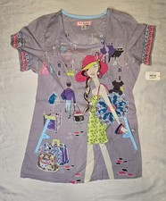 Koi By Kathy Peterson Printed Small Scrub Top 100 Cotton Charm Pockets Stretch