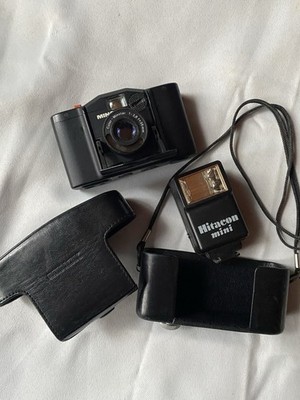 Vintage Minox 35GL For Parts, Original black Leather Case, Hitacon Mini Flash