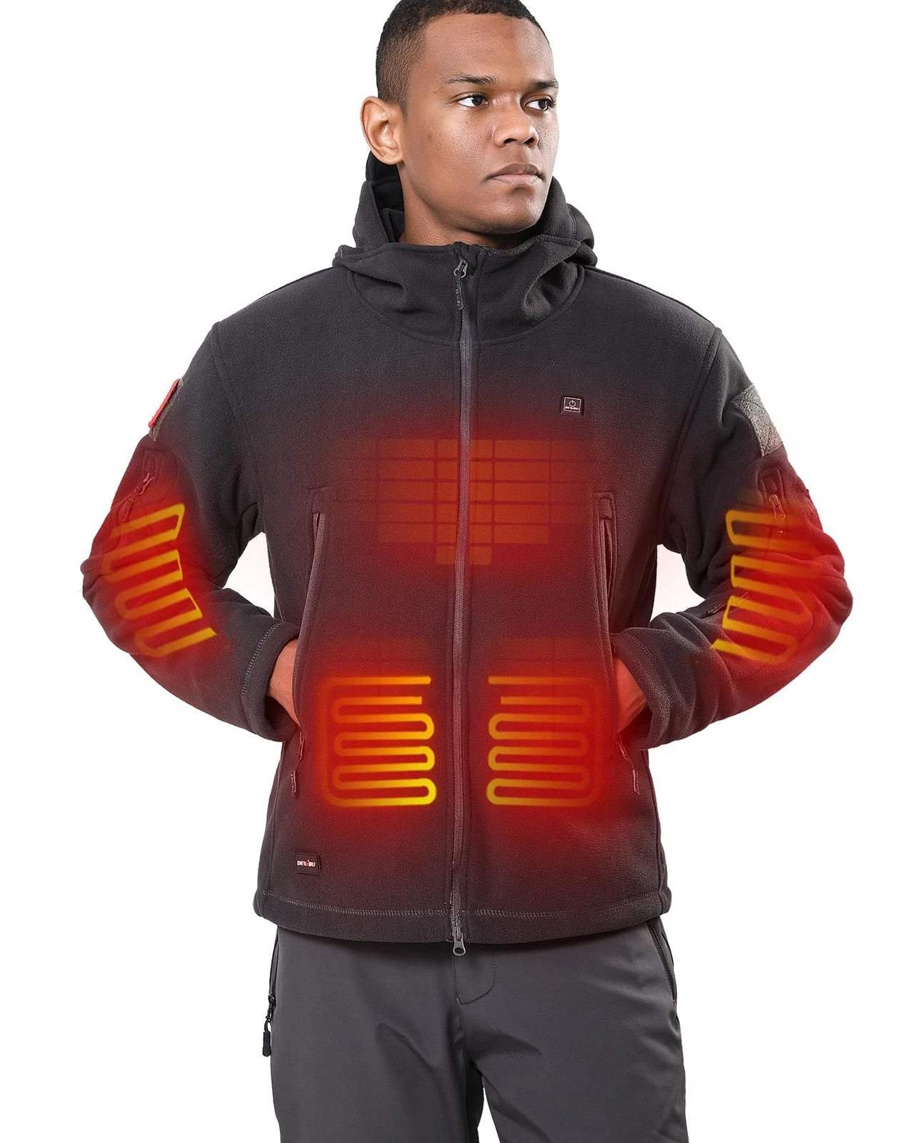 DEWBU Heated Jacket Polar Fleece with 12V Battery Pack Soft Fleece Electric
