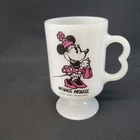 Vintage Minnie Mouse White Milk Glass Footed Mug Cup Walt Disney
