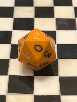 Vintage Gamescience d20 0-9 twice opaque orange rpg ad&d dice 121524@