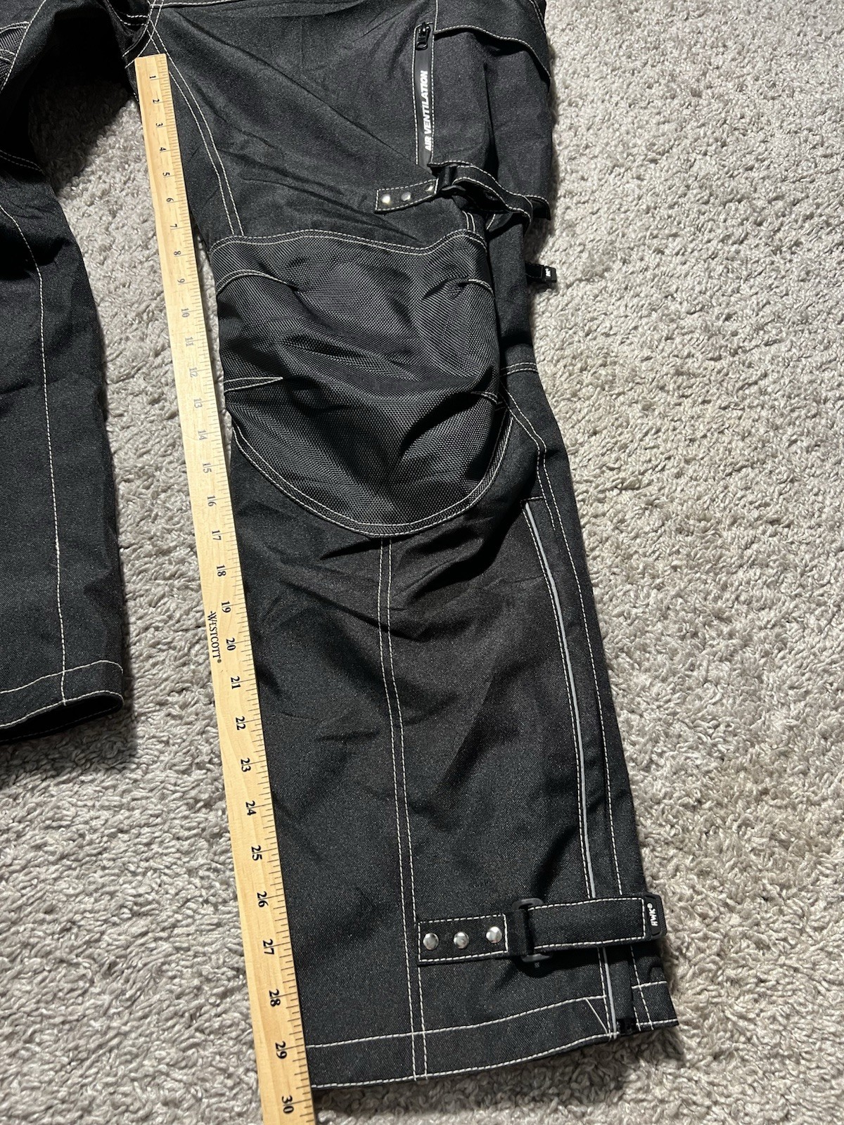 HWK Motorcycle Pants Mens XXL 30” Inseam Padded Riding Black Pockets