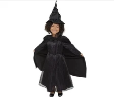 WICKED ELPHABA COSTUME WITH DRESS CAPE AND HAT FITS SIZE 4-6X