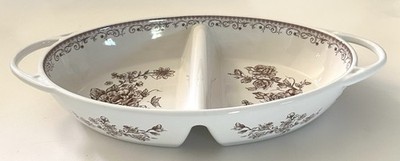 Pioneer Woman Agatha Stoneware Divided Server Serving Dish Plate Brown Floral