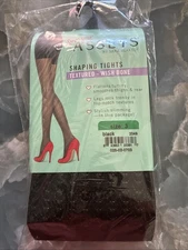 Spanx Assets Shaping Tights Textured - Size 3 Wishbone Black Sara Blakely NIP
