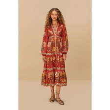 Farm Rio Women's Garden Delight Long Sleeve Midi Dress Size Medium NWT