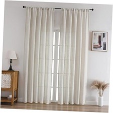 Natural Linen Semi Sheer Curtains 84 Inches 52"W x 84"L Pack of 2 Off White