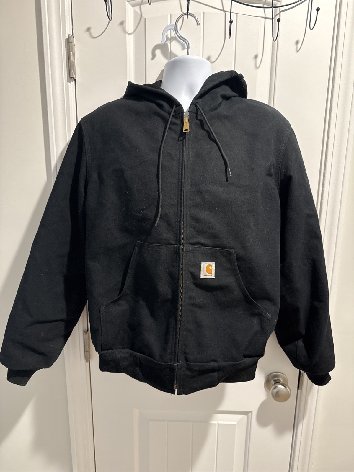 Carhartt Mens Work Jacket Black Small Durable Utility Coat