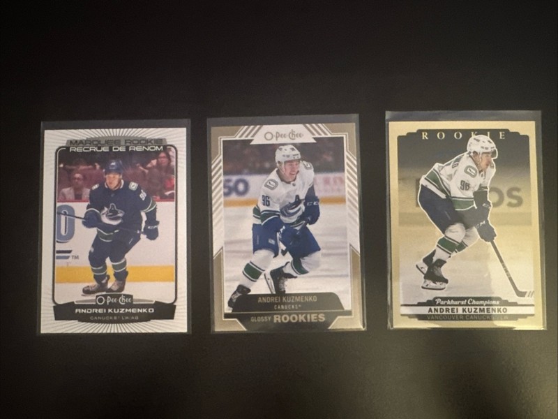 Andrei Kuzmenko 3 Card Rookie Lot RC Vancouver Canucks UD OPC Parkhurst