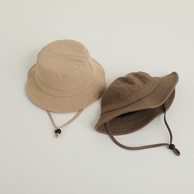 Summer Kids Bucket Hat Solid Color Boys Girls Sun Visor Cap Outdoor Fashion Beac