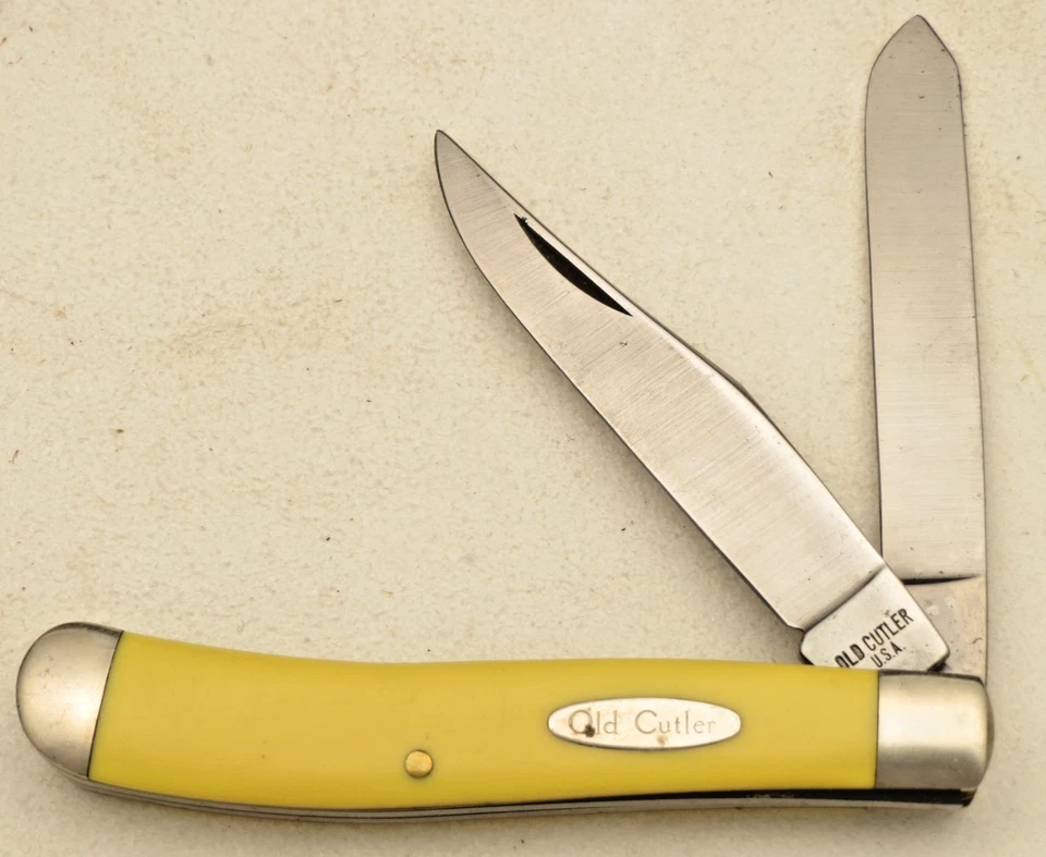 Faca de caçador vintage feita nos EUA COLONIAL KNIFE CO - OLD CUTLER - Alças amarelas - Imagem 2 de 4