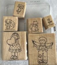 Stampin Up From The Heart 1999 NEW Set of 7 Mounted Stamps Purple Rubber