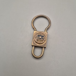 Vintage Flotta Lauro Brass Italian Navy Shipping Line Souvenir Keyring FY#8606