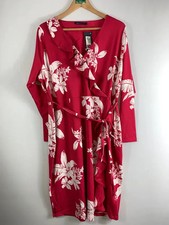 Marks & Spencer Dress 22 Pink White Floral Ruffle Wrap Blouson Midi New