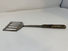 Vintage Stainless Slotted Scalloped Spatula Turner Wood Handle Robinson Usa Made